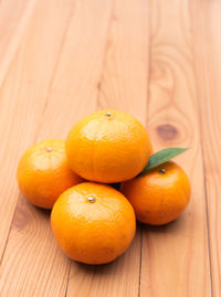 High angle view of orange on table