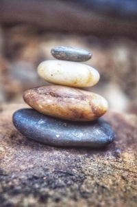 Close-up of stones on table