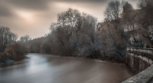 River amidst trees against sky