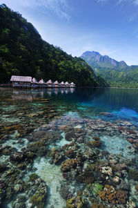 Scenic view of lake against sky