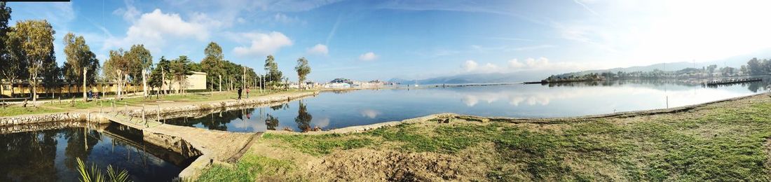 Panoramic view of lake against sky