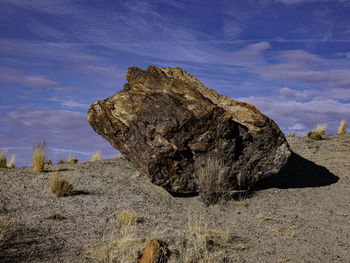 Rock formation on land against sky