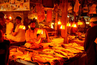 Full frame shot of market stall at night