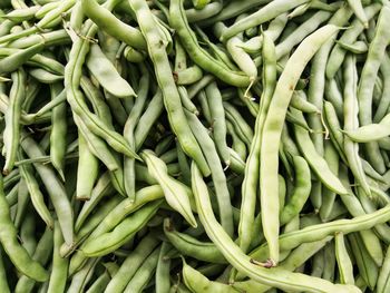 Full frame shot of green beans for sale in market