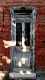 Closed door of building