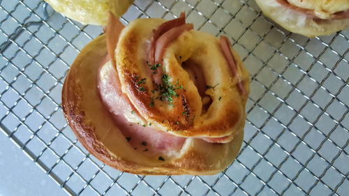 High angle view of breakfast on table