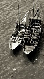 Boats moored in sea