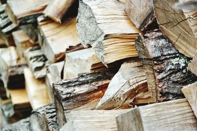 Close-up of wooden logs