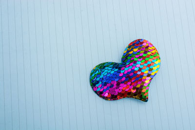 High angle view of heart shape decoration on wall