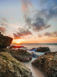 Scenic view of sea against sky during sunset