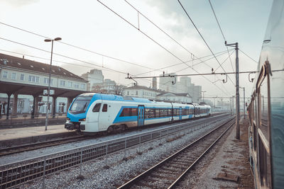 Train on railroad station