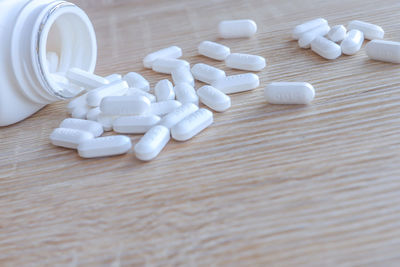 High angle view of eggs on table