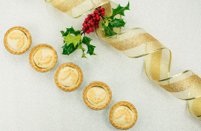 High angle view of potted plant on table