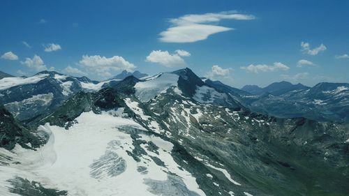 Scenic view of mountains against sky during winter