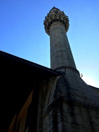 Low angle view of tower against clear sky