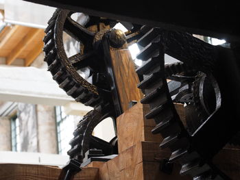 Close-up of machine part of building