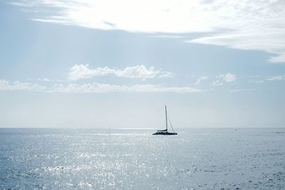 Boat sailing in sea