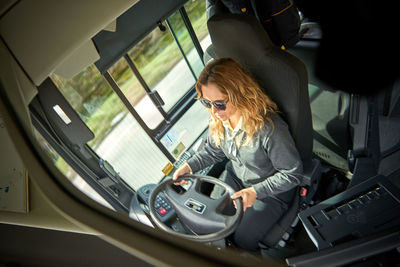 Woman in bus