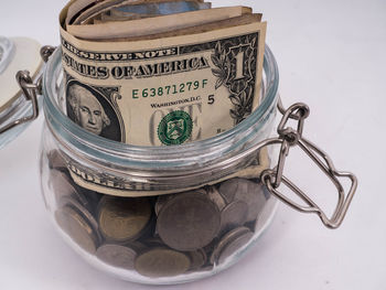 Close-up of jar on table