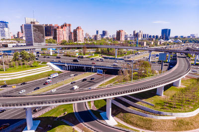 High angle view of elevated road in city