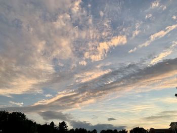 Low angle view of silhouette trees against sky during sunset