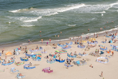 High angle view of people on beach