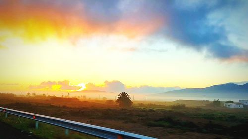 Scenic view of mountain during sunset