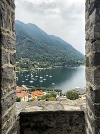 Scenic view of lake and mountain against sky