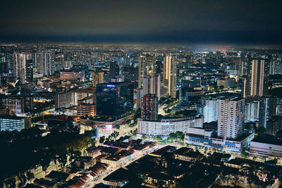 High angle view of singapore city skyline at night. downtown landscape at night travel cityscape. 