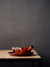 Tea cup on table