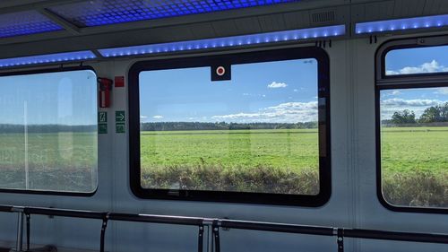 Scenic view of train seen through window