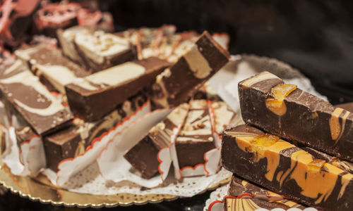 Close-up of chocolate cake-like soap