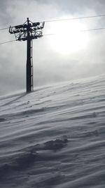 Electricity pylon against cloudy sky