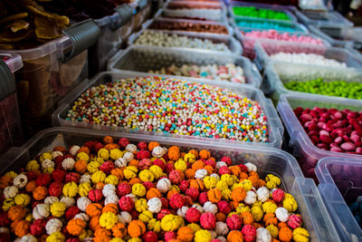 Full frame shot of multi colored candies for sale