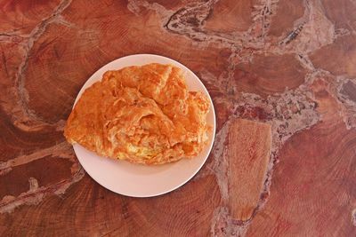 High angle view of dessert in plate on table