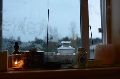 Glass of jar on table