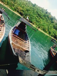 Boats sailing in river