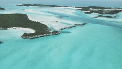 High angle view of surf on sea