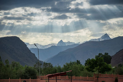 Panoramic view of landscape and mountains against sky