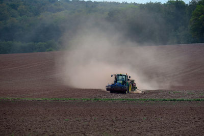 Tractor on agricultural field