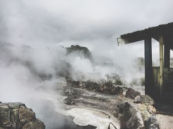 Scenic view of mountains against sky during winter