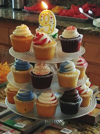 Close-up of cupcakes on table