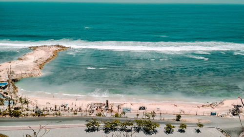 High angle view of beach