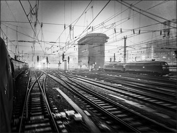 Railroad tracks seen through train