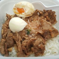 Close-up of served food in plate