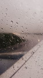 Close-up of raindrops on glass window