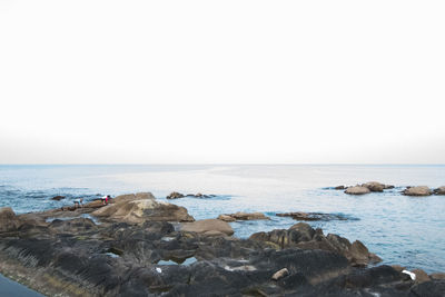 Scenic view of sea against clear sky