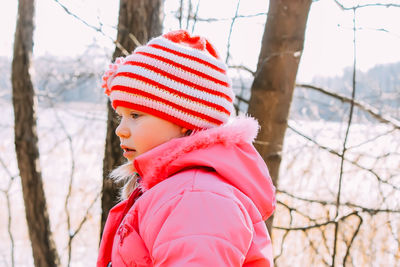 Portrait of girl in forest