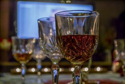 Close-up of wine glass on table in restaurant