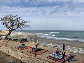 Scenic view of beach against sky in lobitos 